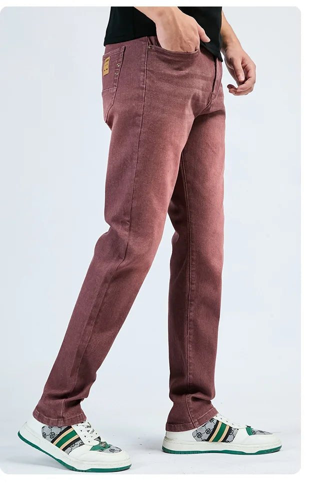 2025 Autumn Men's White Slim Fit Straight Jeans Casual Stretch Denim Pants Comfortable Fashion Streetwear Male Brand Clothing - PratSN