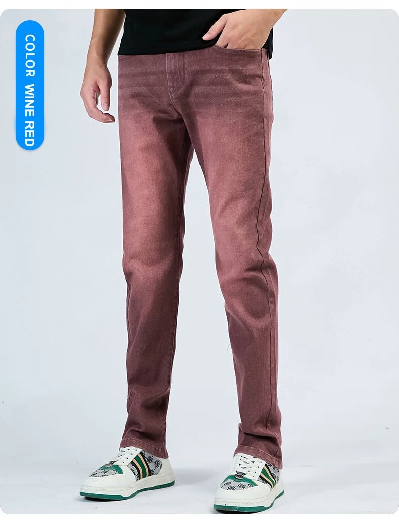 2025 Autumn Men's White Slim Fit Straight Jeans Casual Stretch Denim Pants Comfortable Fashion Streetwear Male Brand Clothing - PratSN
