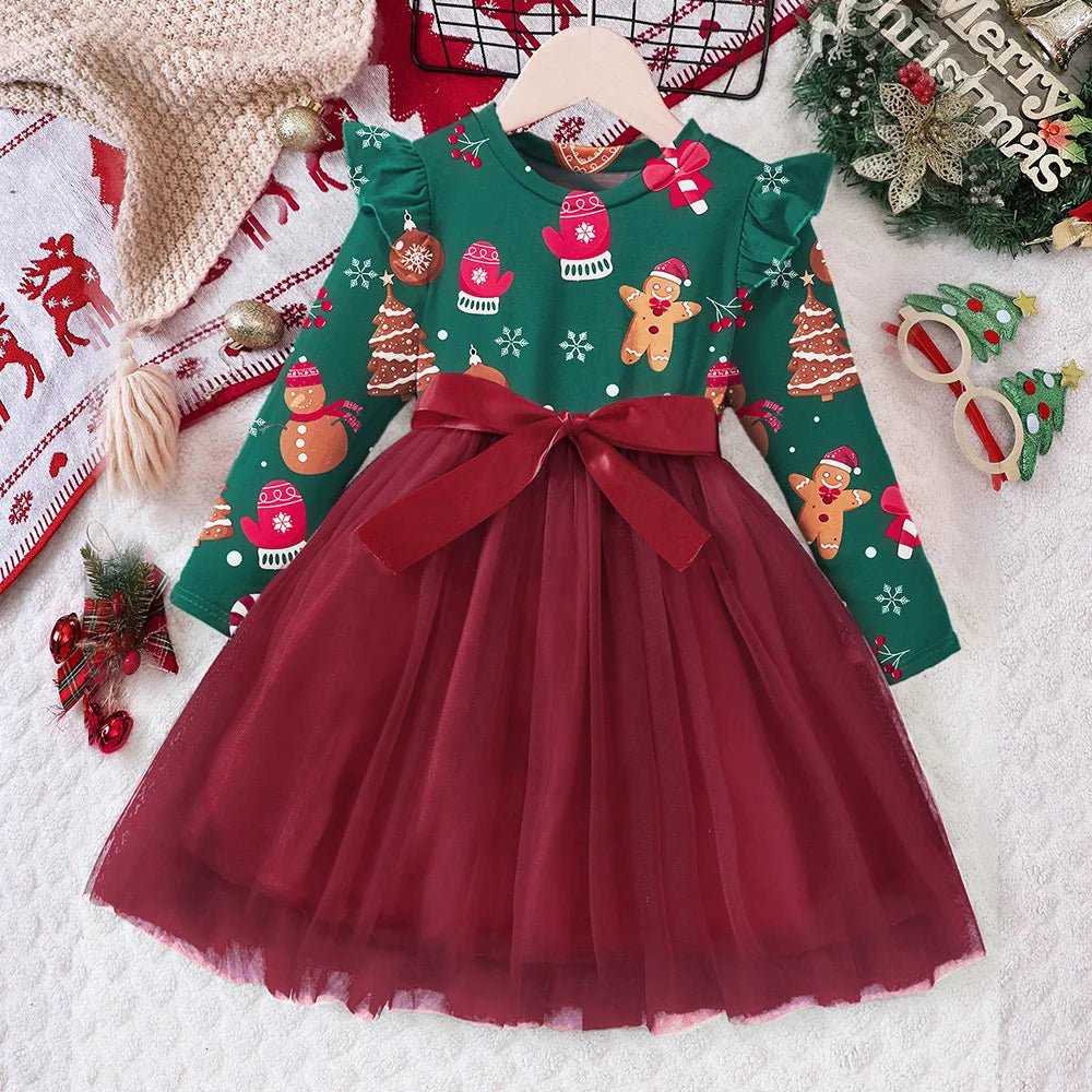 2025 Baby Girls Autumn Outfits Long Sleeve Dress Children Clothing Kids Girls' Christmas Dress For Party For 2 3 4 5 6 7 Years - PratSN
