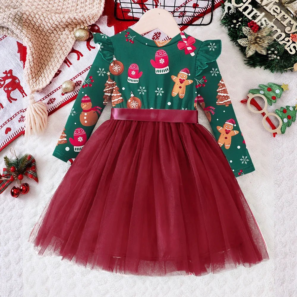 2025 Baby Girls Autumn Outfits Long Sleeve Dress Children Clothing Kids Girls' Christmas Dress For Party For 2 3 4 5 6 7 Years - PratSN