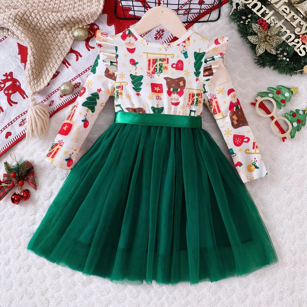 2025 Baby Girls Autumn Outfits Long Sleeve Dress Children Clothing Kids Girls' Christmas Dress For Party For 2 3 4 5 6 7 Years - PratSN