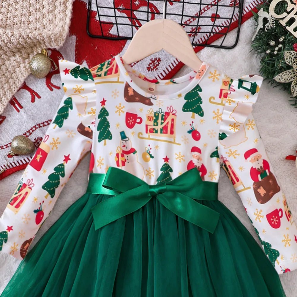 2025 Baby Girls Autumn Outfits Long Sleeve Dress Children Clothing Kids Girls' Christmas Dress For Party For 2 3 4 5 6 7 Years - PratSN