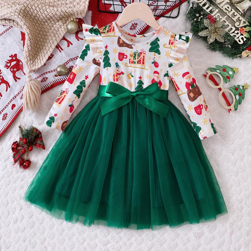 2025 Baby Girls Autumn Outfits Long Sleeve Dress Children Clothing Kids Girls' Christmas Dress For Party For 2 3 4 5 6 7 Years - PratSN