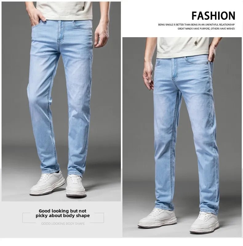 2025 Brand Top Classic Style Men Spring Summer Jeans Business Casual Light Blue Stretch Cotton Denim Male Trousers - PratSN