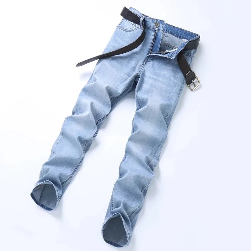 2025 Brand Top Classic Style Men Spring Summer Jeans Business Casual Light Blue Stretch Cotton Denim Male Trousers - PratSN