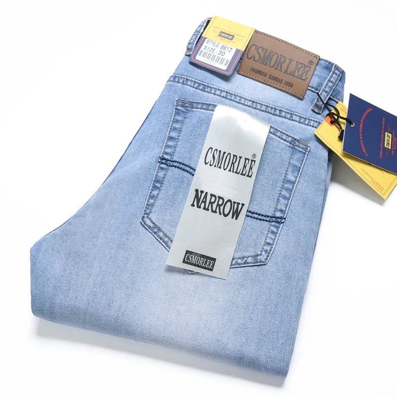 2025 Brand Top Classic Style Men Spring Summer Jeans Business Casual Light Blue Stretch Cotton Denim Male Trousers - PratSN