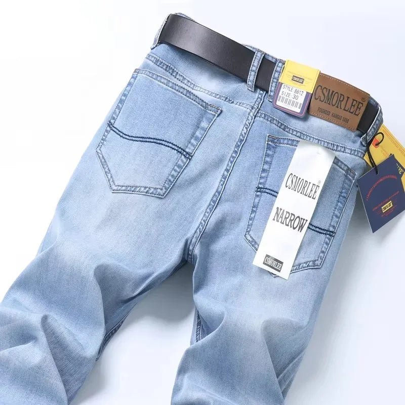 2025 Brand Top Classic Style Men Spring Summer Jeans Business Casual Light Blue Stretch Cotton Denim Male Trousers - PratSN