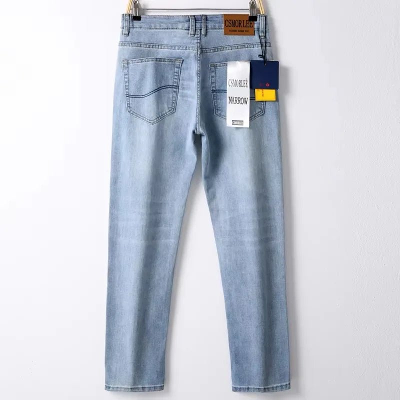 2025 Brand Top Classic Style Men Spring Summer Jeans Business Casual Light Blue Stretch Cotton Denim Male Trousers - PratSN