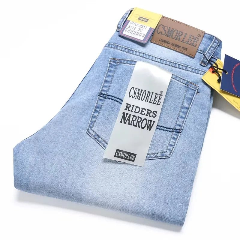 2025 Brand Top Classic Style Men Spring Summer Jeans Business Casual Light Blue Stretch Cotton Denim Male Trousers - PratSN