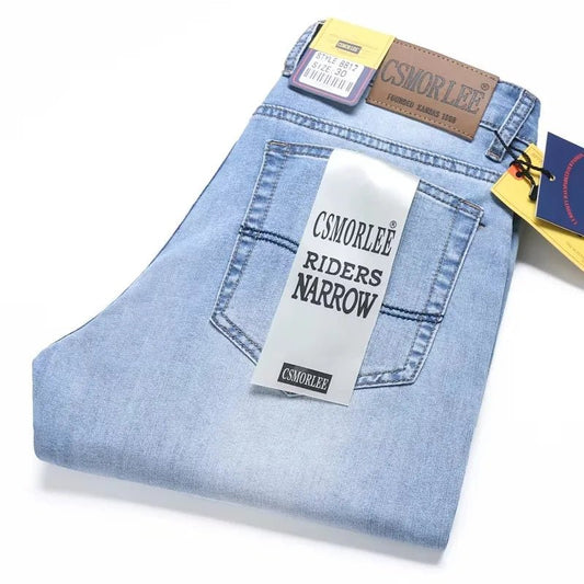 2025 Brand Top Classic Style Men Spring Summer Jeans Business Casual Light Blue Stretch Cotton Denim Male Trousers - PratSN