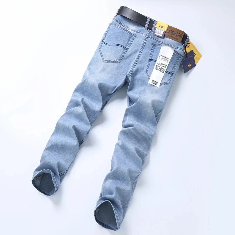 2025 Brand Top Classic Style Men Spring Summer Jeans Business Casual Light Blue Stretch Cotton Denim Male Trousers - PratSN