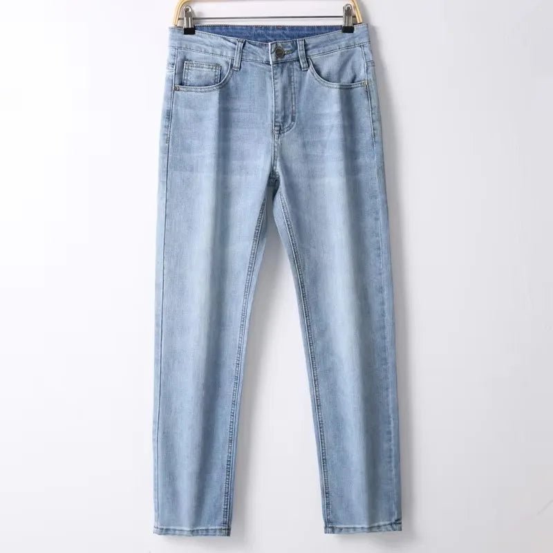 2025 Brand Top Classic Style Men Spring Summer Jeans Business Casual Light Blue Stretch Cotton Denim Male Trousers - PratSN