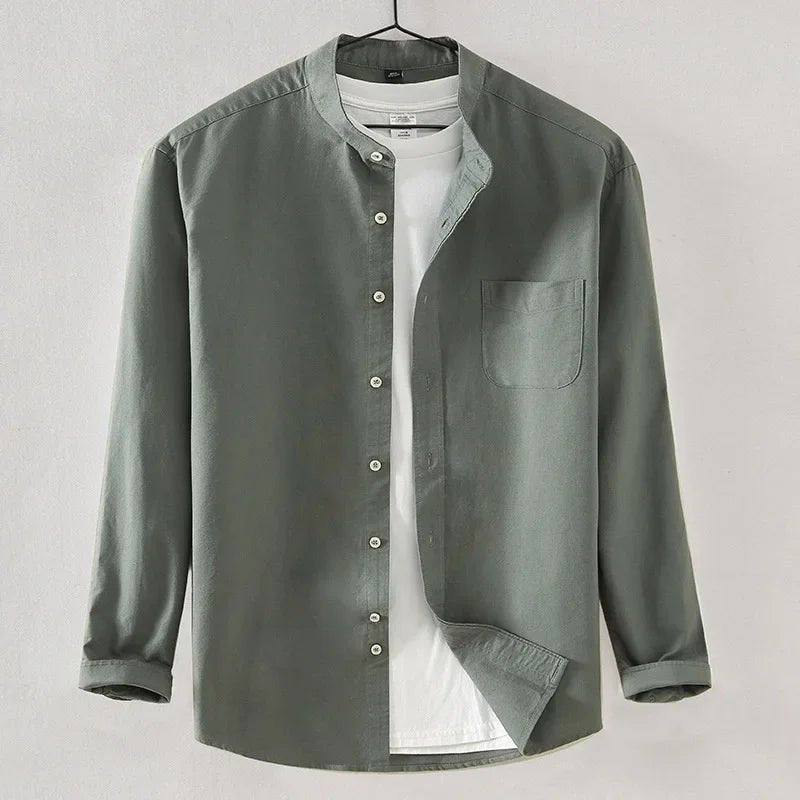2025 Cotton Stand - up Neck Oxford Spinning Anti - wrinkle Casual Spring Autumn New Men's Shirt Jackets - PratSN