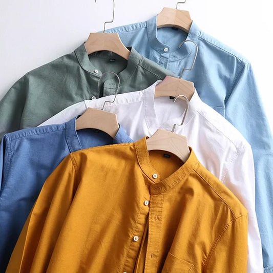 2025 Cotton Stand - up Neck Oxford Spinning Anti - wrinkle Casual Spring Autumn New Men's Shirt Jackets - PratSN
