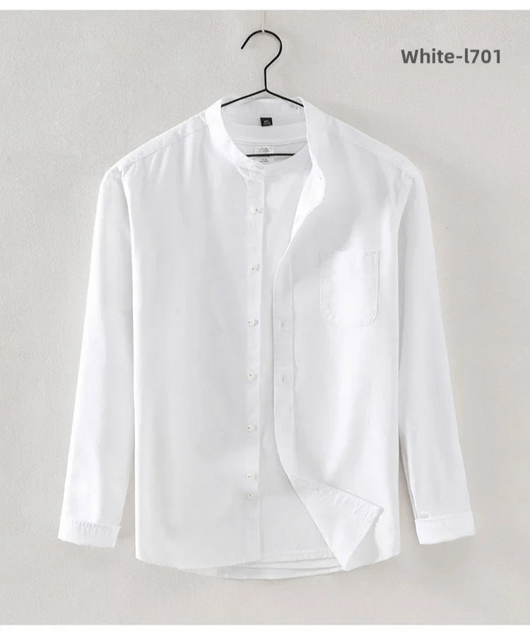 2025 Cotton Stand - up Neck Oxford Spinning Anti - wrinkle Casual Spring Autumn New Men's Shirt Jackets - PratSN