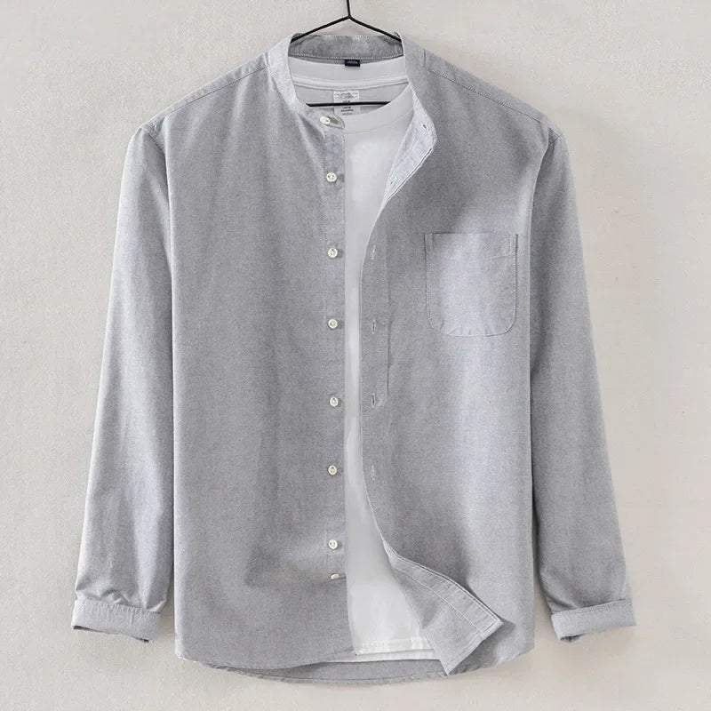 2025 Cotton Stand - up Neck Oxford Spinning Anti - wrinkle Casual Spring Autumn New Men's Shirt Jackets - PratSN