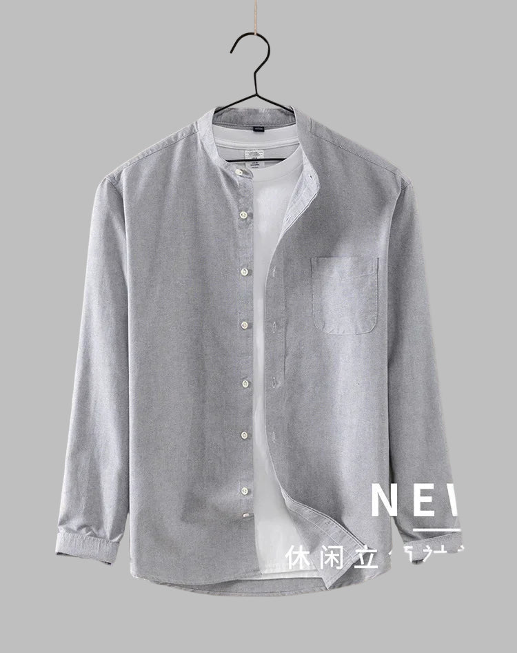 2025 Cotton Stand - up Neck Oxford Spinning Anti - wrinkle Casual Spring Autumn New Men's Shirt Jackets - PratSN