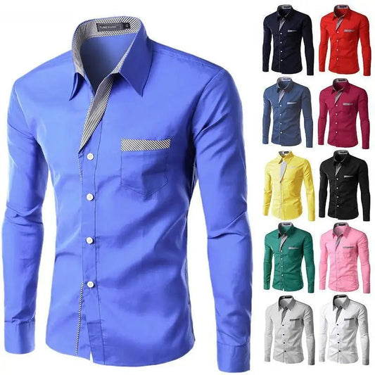 2025 Long Sleeve Shirt Men Slim fit Design Formal Casual Brand Male Dress Shirt Size M - 4XL - PratSN