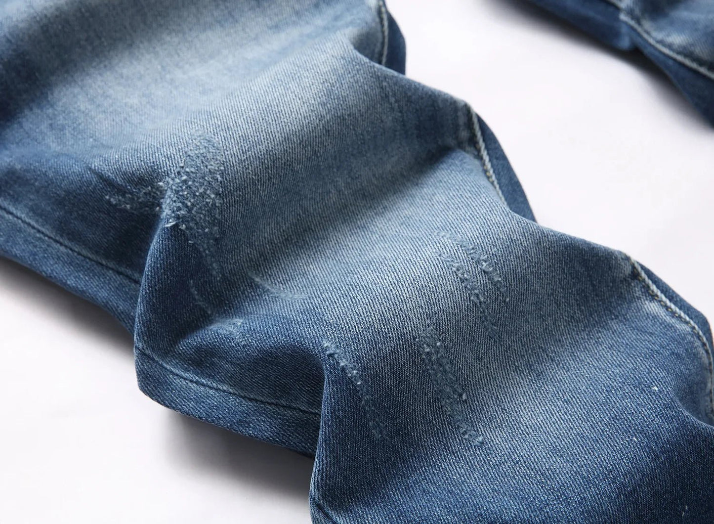2025 Men's Ripped Jeans Luxury Brand Light Blue Holes Long Trousers Quality Male Fashion Stretch Slim Pants Men Skinny Jeans - PratSN