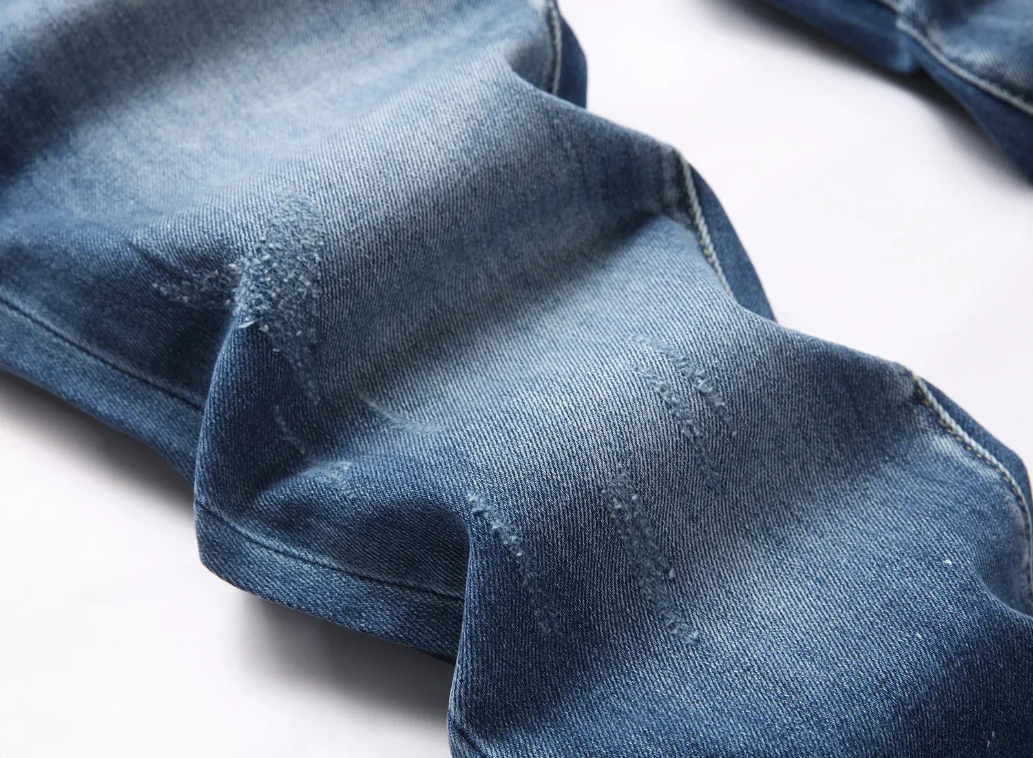 2025 Men's Ripped Jeans Luxury Brand Light Blue Holes Long Trousers Quality Male Fashion Stretch Slim Pants Men Skinny Jeans - PratSN