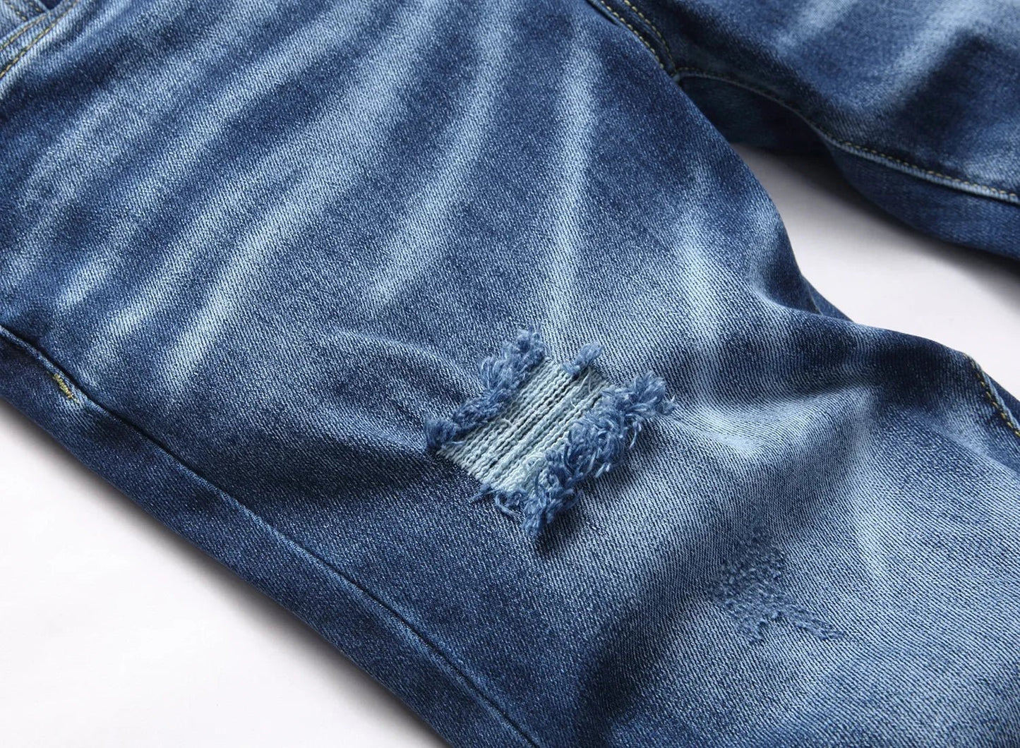2025 Men's Ripped Jeans Luxury Brand Light Blue Holes Long Trousers Quality Male Fashion Stretch Slim Pants Men Skinny Jeans - PratSN