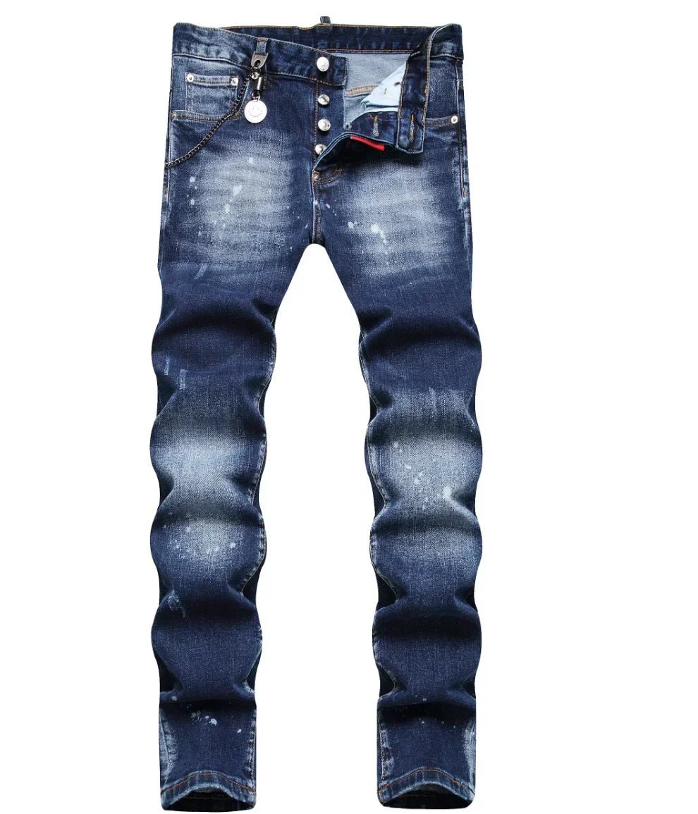 2025 Men's Ripped Jeans Luxury Brand Light Blue Holes Long Trousers Quality Male Fashion Stretch Slim Pants Men Skinny Jeans - PratSN