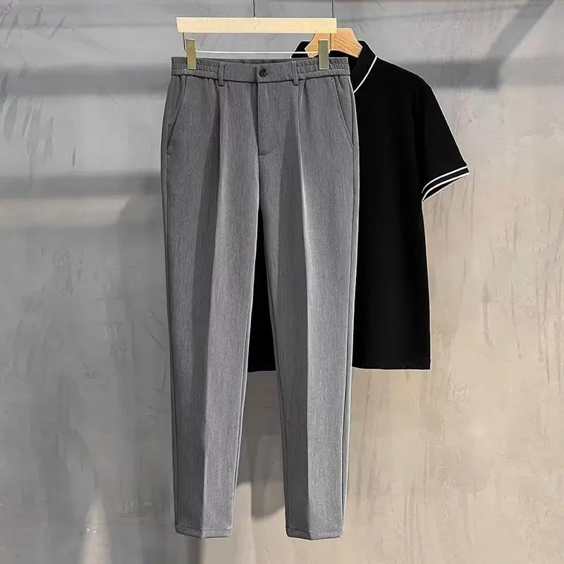 2025 Men's Straight - Leg Suit Pants Spring Trousers Simple Slim Non - ironing Dress Pants for Men - PratSN