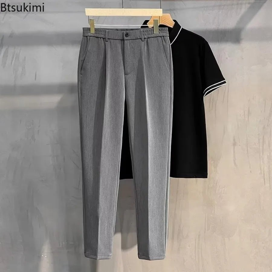 2025 Men's Straight - Leg Suit Pants Spring Trousers Simple Slim Non - ironing Dress Pants for Men - PratSN