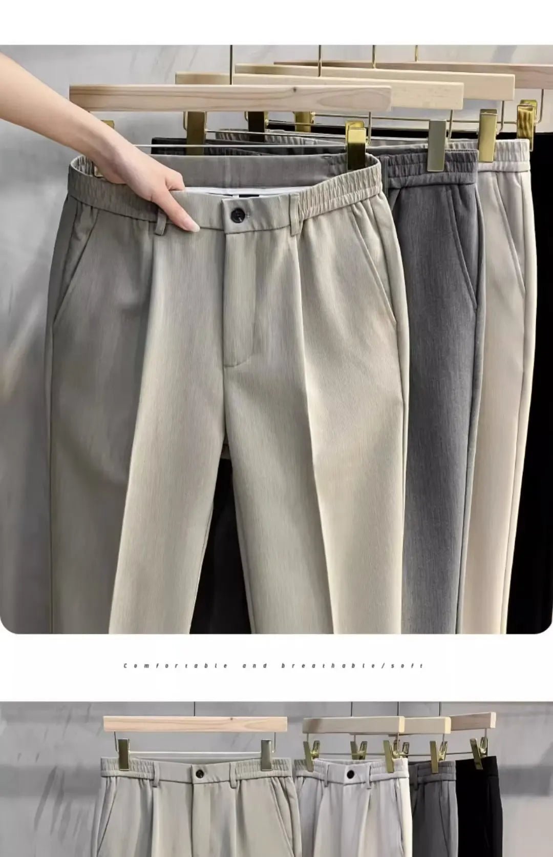 2025 Men's Straight - Leg Suit Pants Spring Trousers Simple Slim Non - ironing Dress Pants for Men - PratSN