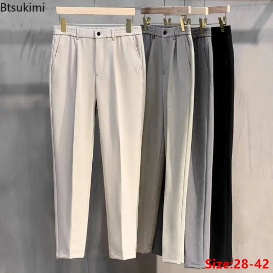 2025 Men's Straight - Leg Suit Pants Spring Trousers Simple Slim Non - ironing Dress Pants for Men - PratSN