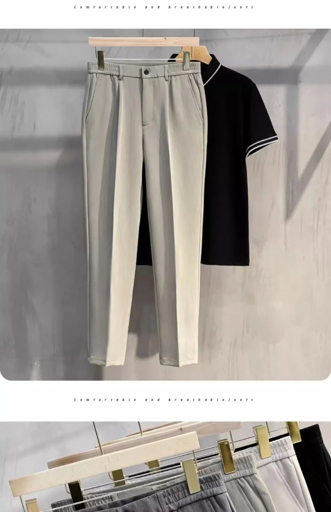 2025 Men's Straight - Leg Suit Pants Spring Trousers Simple Slim Non - ironing Dress Pants for Men - PratSN