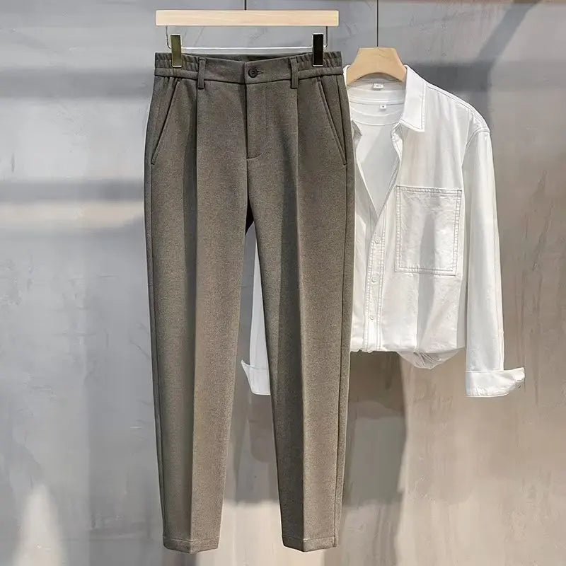2025 Men's Straight - Leg Suit Pants Spring Trousers Simple Slim Non - ironing Dress Pants for Men - PratSN