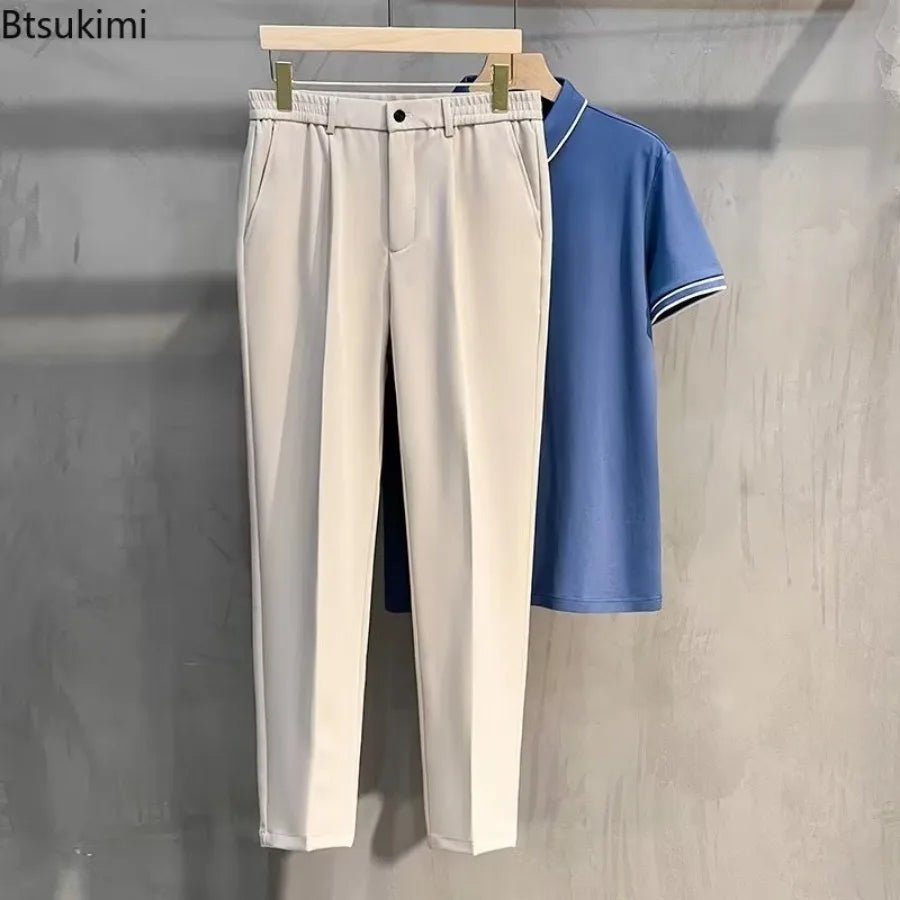2025 Men's Straight - Leg Suit Pants Spring Trousers Simple Slim Non - ironing Dress Pants for Men - PratSN
