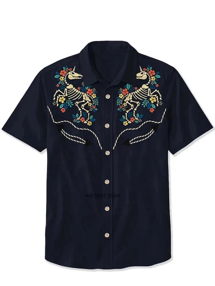 2025 Men's Summer Snake Pattern Casual Short Sleeved Shirt Breathable Quick Drying Comfortable Shirt High - quality Mens Top - PratSN
