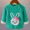 2025 New Baby Girls' Winter Sweater Hand Knitted with Cute Rabbit Pattern Wool and Cotton Fabric Button Closure for Christmas - PratSN
