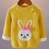 2025 New Baby Girls' Winter Sweater Hand Knitted with Cute Rabbit Pattern Wool and Cotton Fabric Button Closure for Christmas - PratSN