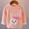 2025 New Baby Girls' Winter Sweater Hand Knitted with Cute Rabbit Pattern Wool and Cotton Fabric Button Closure for Christmas - PratSN