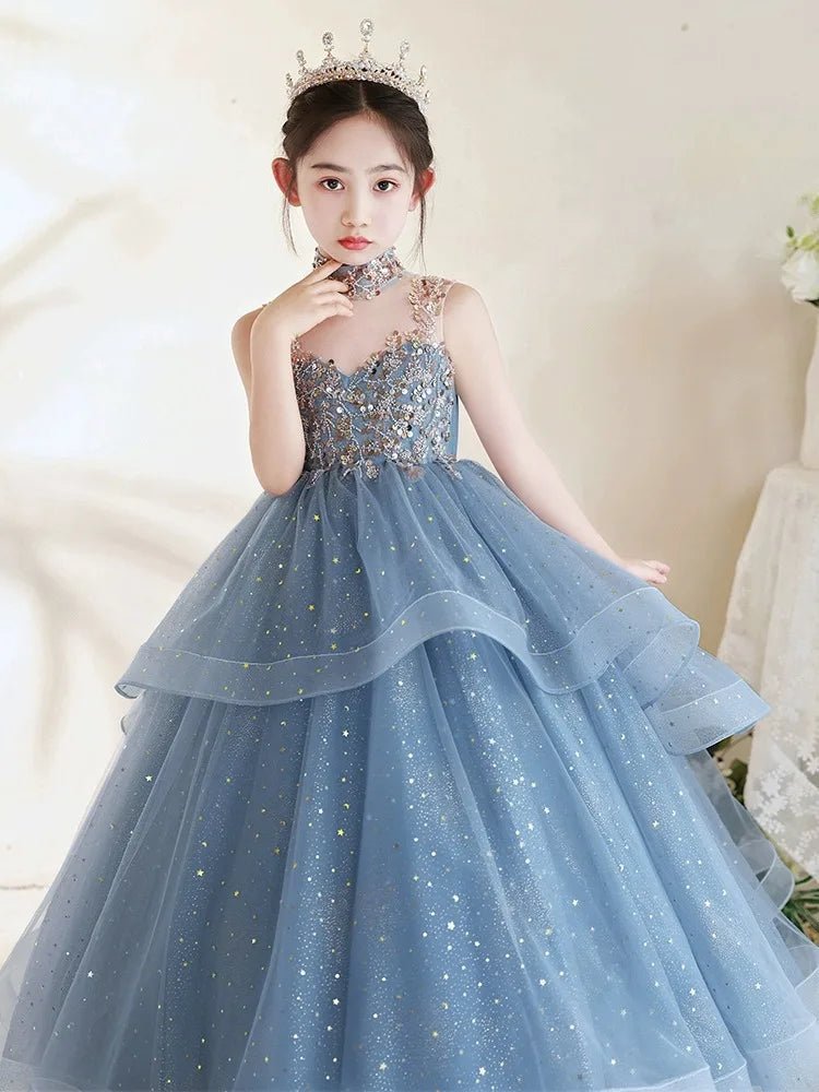 2025 New Elegant Girls Princess Dresses School Activities Kid Host Formal Costumes Children Classic Birthday Party Luxury Gowns - PratSN