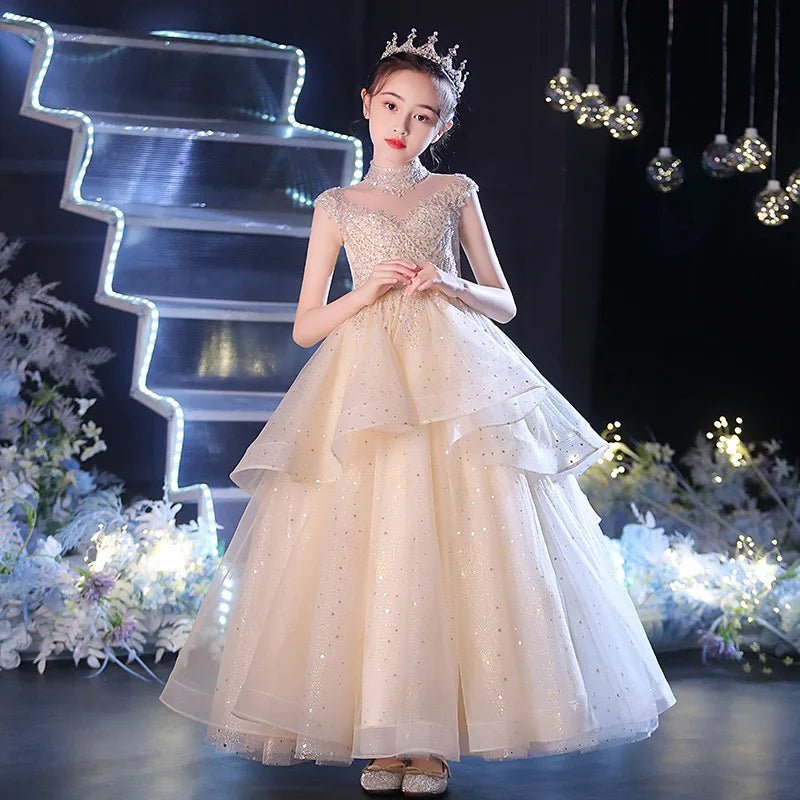 2025 New Elegant Girls Princess Dresses School Activities Kid Host Formal Costumes Children Classic Birthday Party Luxury Gowns - PratSN