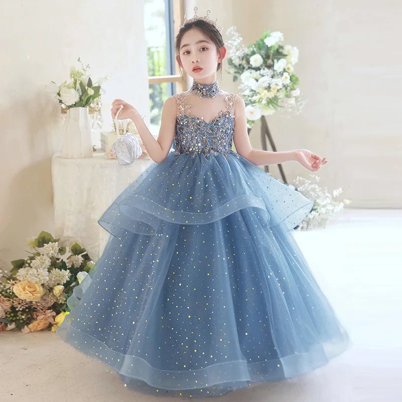 2025 New Elegant Girls Princess Dresses School Activities Kid Host Formal Costumes Children Classic Birthday Party Luxury Gowns - PratSN