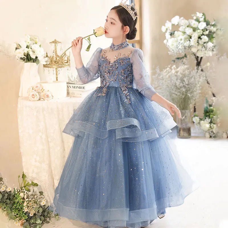 2025 New Elegant Girls Princess Dresses School Activities Kid Host Formal Costumes Children Classic Birthday Party Luxury Gowns - PratSN