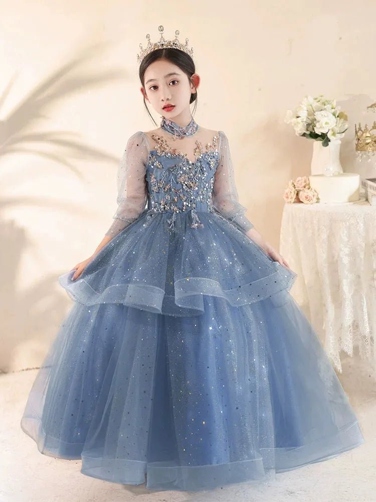 2025 New Elegant Girls Princess Dresses School Activities Kid Host Formal Costumes Children Classic Birthday Party Luxury Gowns - PratSN