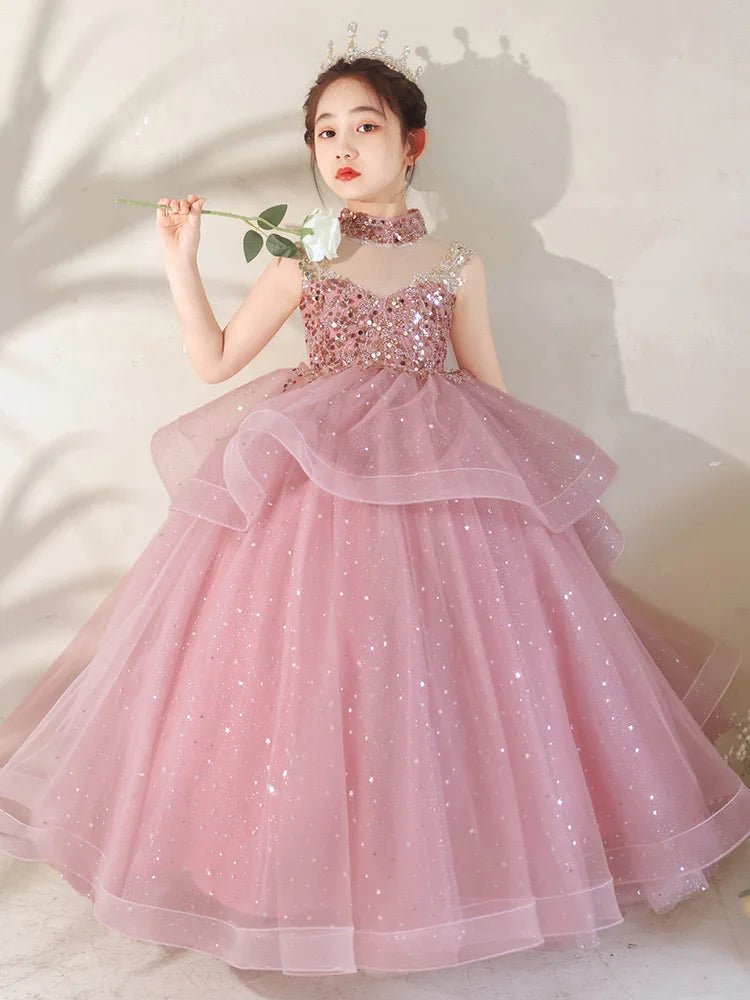 2025 New Elegant Girls Princess Dresses School Activities Kid Host Formal Costumes Children Classic Birthday Party Luxury Gowns - PratSN