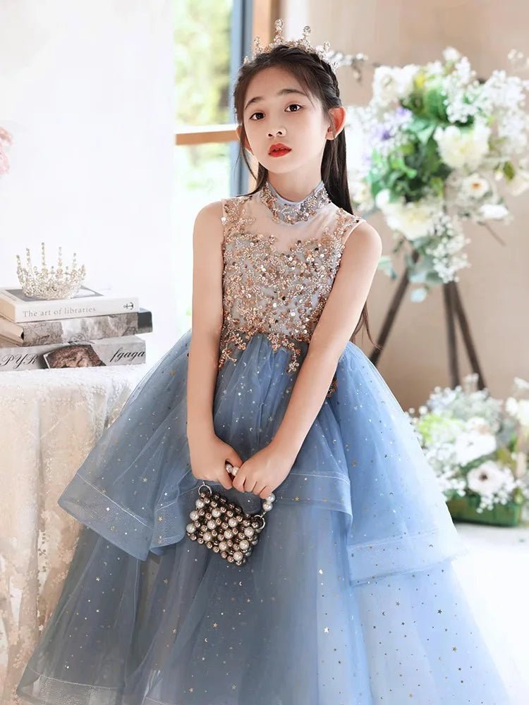 2025 New Elegant Girls Princess Dresses School Activities Kid Host Formal Costumes Children Classic Birthday Party Luxury Gowns - PratSN