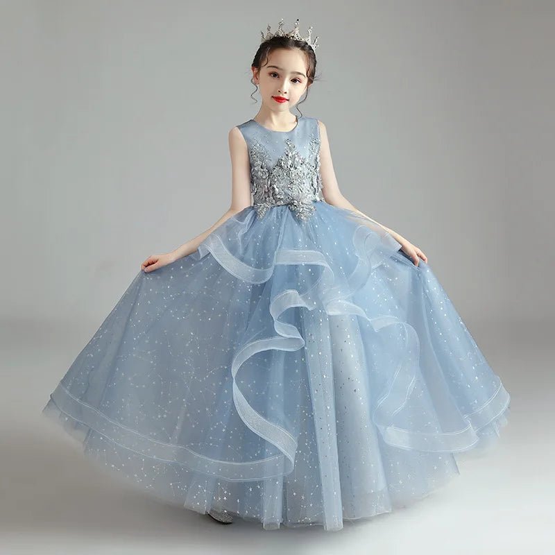 2025 New Elegant Girls Princess Dresses School Activities Kid Host Formal Costumes Children Classic Birthday Party Luxury Gowns - PratSN
