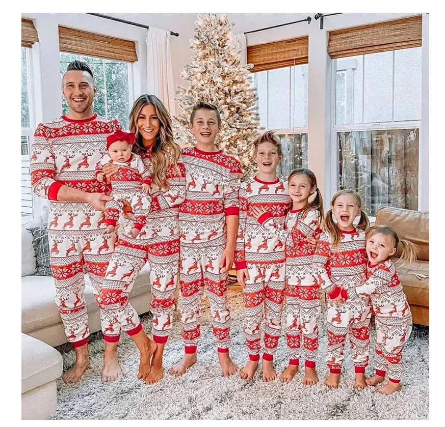 2025 New Family Christmas Pajamas Mom Dad Kids Matching Clothing Set Baby Romper Pjs Soft Loose 2 Pieces Suit Homewear Xmas Look - PratSN