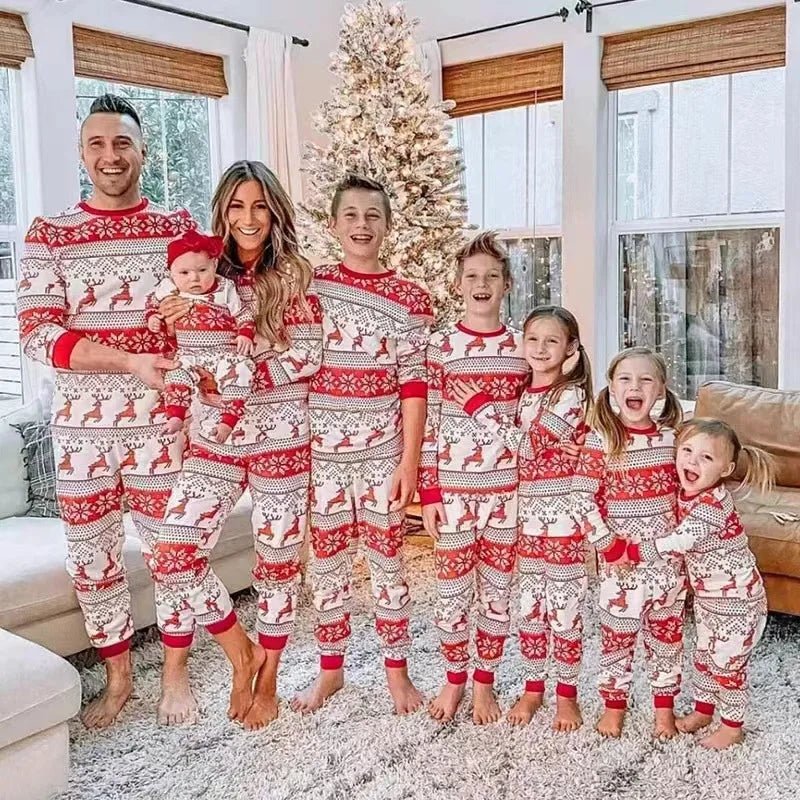 2025 New Family Christmas Pajamas Mom Dad Kids Matching Clothing Set Baby Romper Pjs Soft Loose 2 Pieces Suit Homewear Xmas Look - PratSN