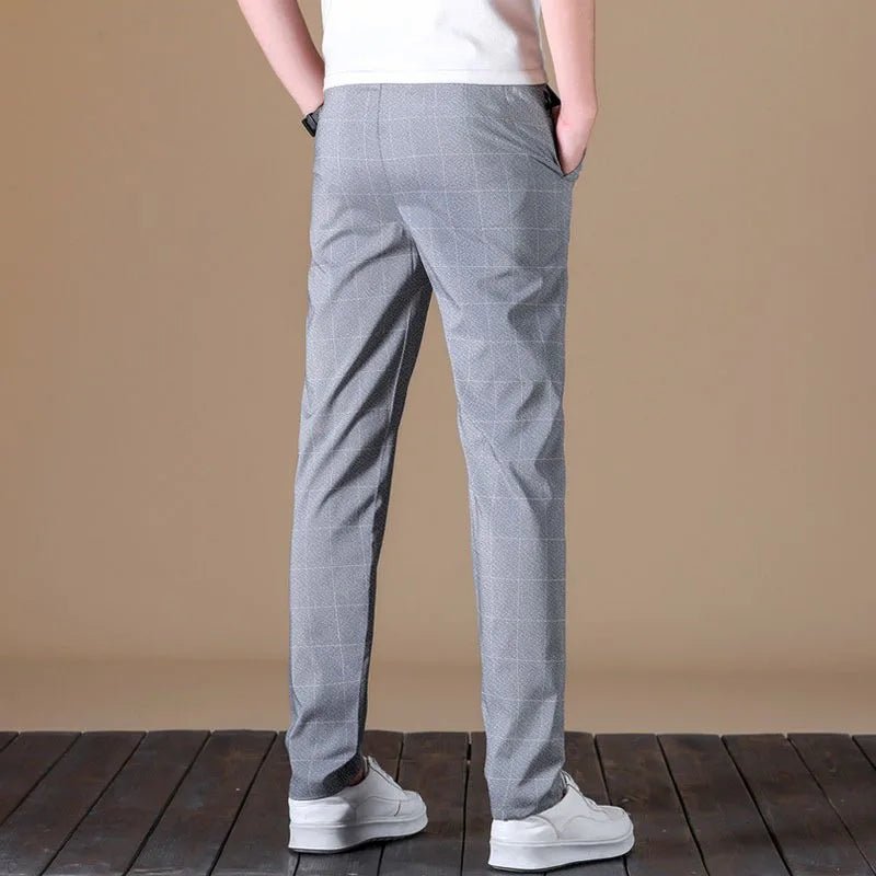 2025 new men's spring and summer slim fit pants straight leg nine inch small leg trousers trendy versatile checkered pants - PratSN