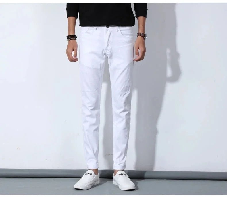 2025 New Stretch Slim White Jeans Men's Fashion Skinny Trousers Classic Casual Comfortable Male Brand Denim Pants - PratSN