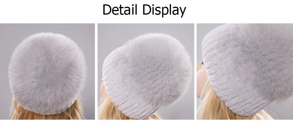 2025 New Style Women Beanies Hat Girls Cap Knit Winter Real Fur Hats - PratSN